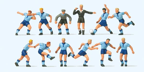 10756 Preiser - Fussballmannschaft.Hellblaue - Spur H0