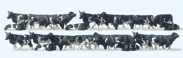 14408 Preiser - K�he, schwarz/wei�. 30 Figure - Spur H0