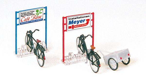 17163 Preiser - Fahrradst�nder, Fahrr�der, - Spur H0
