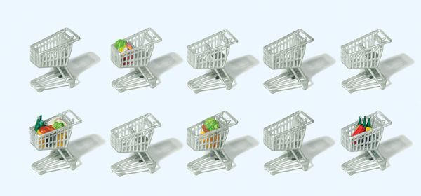 17224 Preiser - Einkaufswagen. 10 St�ck im Ba - Spur H0