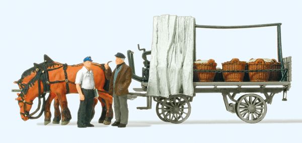 30449 Preiser - Gespann - Rollwagen mit Gem�seladung - Spur H0