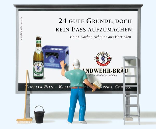 45126 Preiser - Plakattafel, Plakatkleber, Zu - Spur 2m / G
