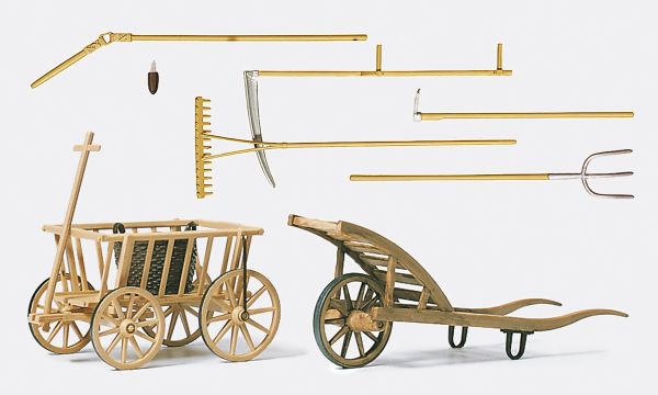 45212 Preiser - Handwagen. Schubkarre. Werkze - Spur 2m / G