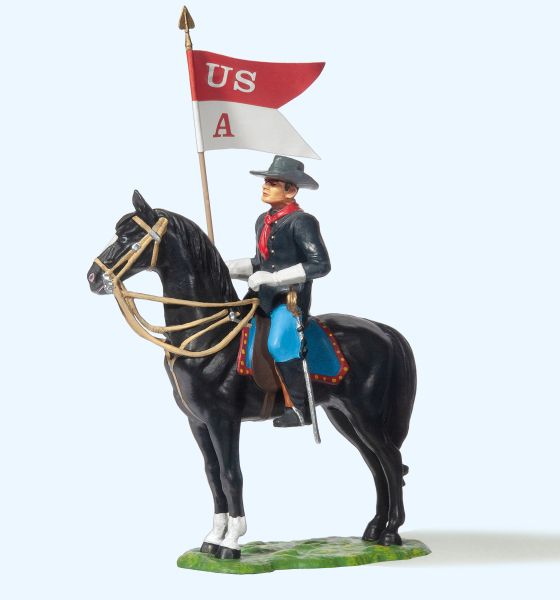 54754 Preiser - Soldat zu Pferd, mit Fahne - Spur 2m / G
