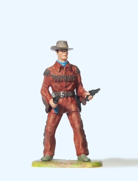 54802 Preiser - Cowboy stehend, mit 2 Revolve - Spur 2m / G