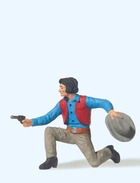 54803 Preiser - Cowboy kniend, mit Revolver - Spur 2m / G