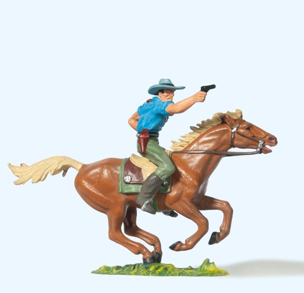 54819 Preiser - Cowboy reitend, mit Revolver - Spur 2m / G