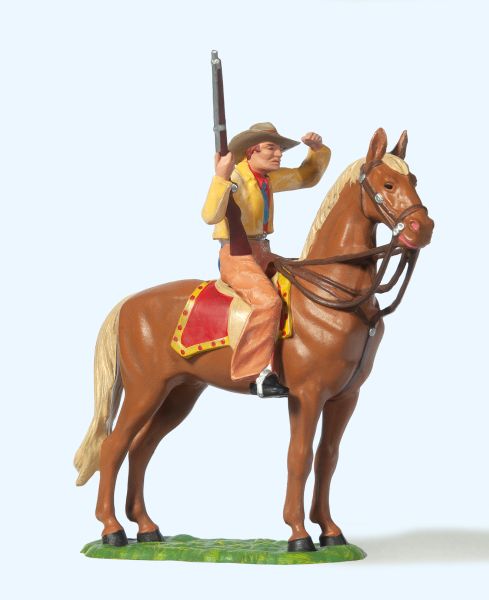 54820 Preiser - Cowboy zu Pferd, mit Gewehr - Spur 2m / G