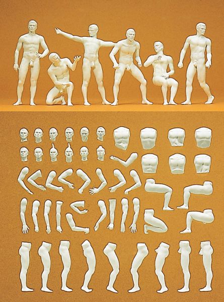 63900 Preiser - Modellfigur Adam. 6 unbemalte Figuren - Spur 1