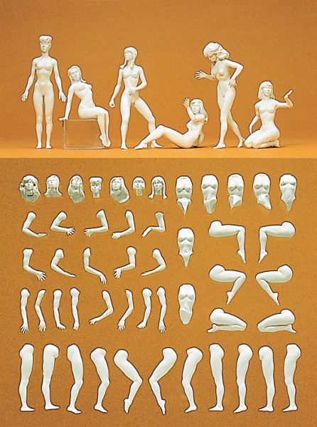 63901 Preiser - Modellfigur Eva. 7 unbemalte Figuren - Spur 1
