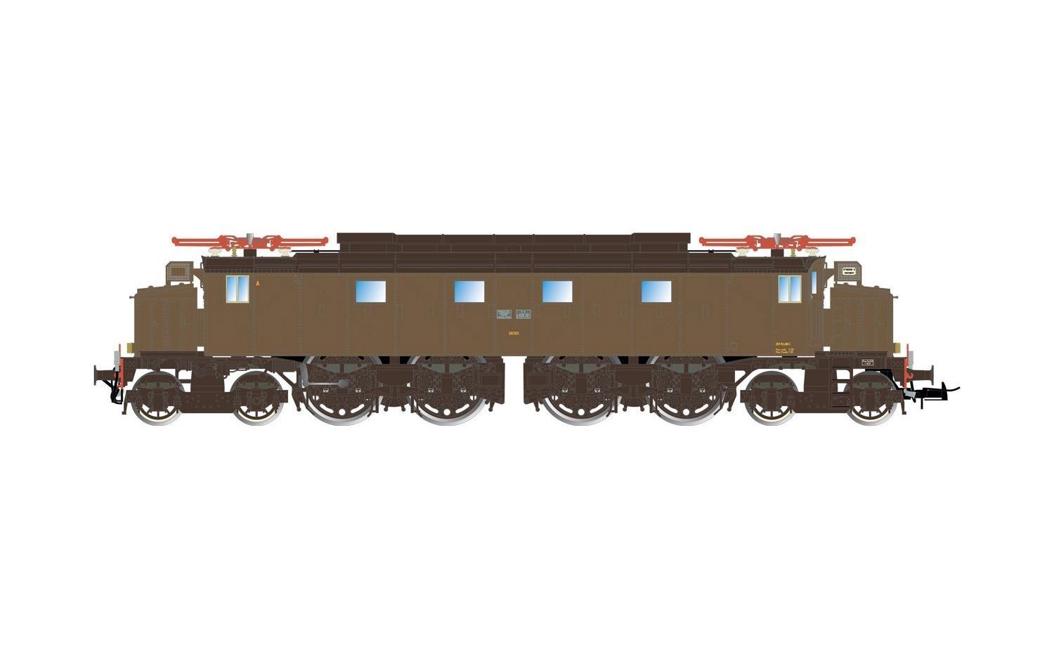 DC digital mit ESU LokSound 5, Elektrolokomotive E.428 der FS, Ausführung mit Vorbauten, mechanischem Kompressor und Treibrädern mit Gummifederantrieb,