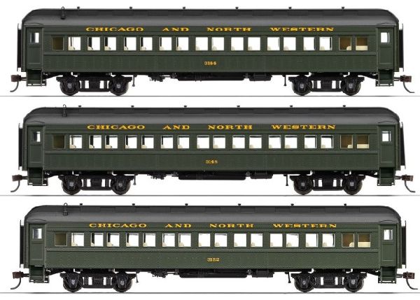 4036 Schnellzugwagen-Set Bauart "60 Ft." der CNW, 3-teilig  2 x  Wagennummer 3144 1  x  3152