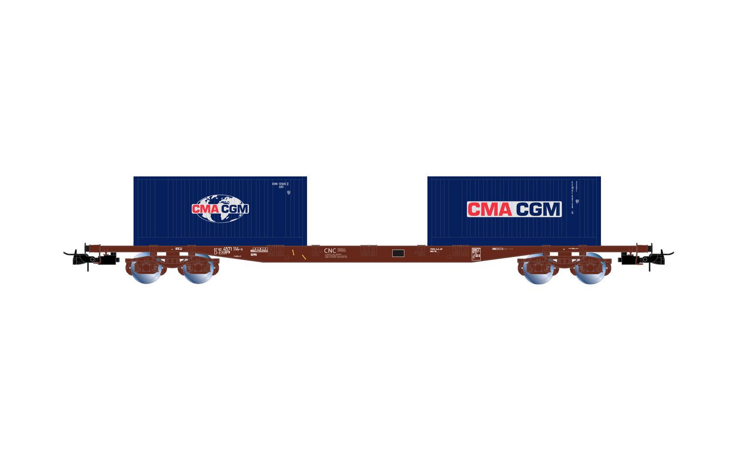 D-ERR, 4-achs. Flachwagen Sgss, braun, Container CMA CGM