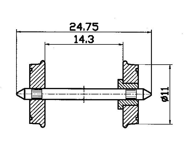 40264 Roco - Radsatz RP25 isol. 11mm    1 - Spur H0