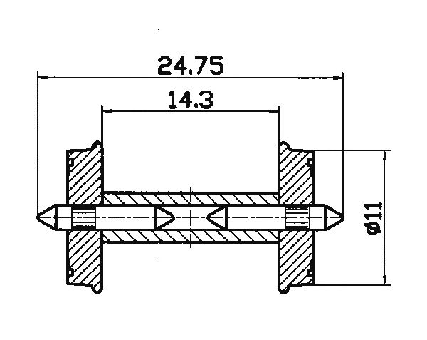 40267 Roco - Radsatz RP25 get.Ach.11mm - Spur H0