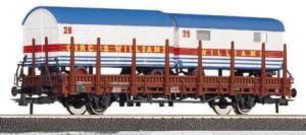 Rungenwagen Circus Williams beladen mit 2 Anhängern