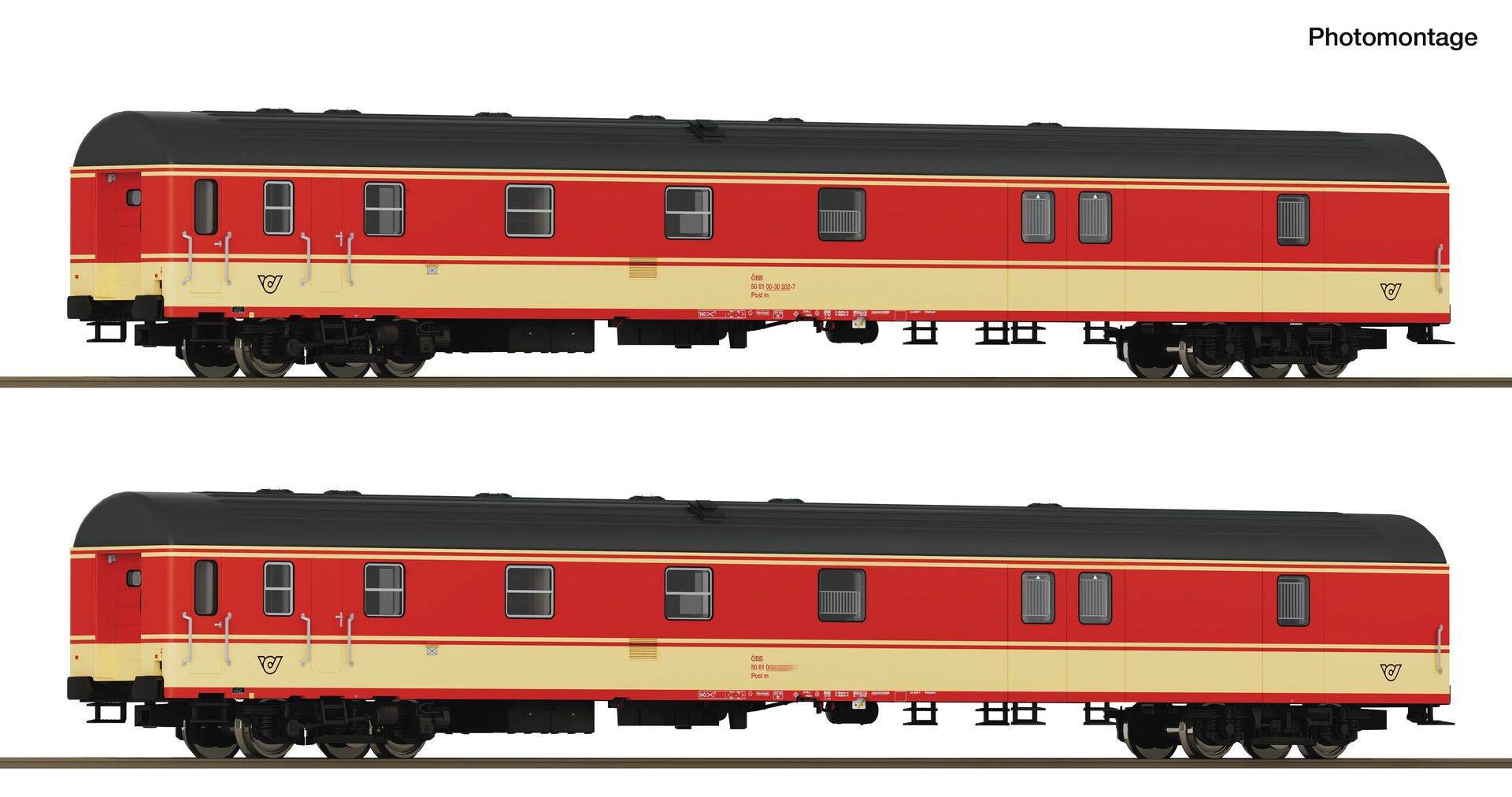 6200180 Roco - 2-tlg. Set: Bahnpostwagen Postschnellzug - Spur H0