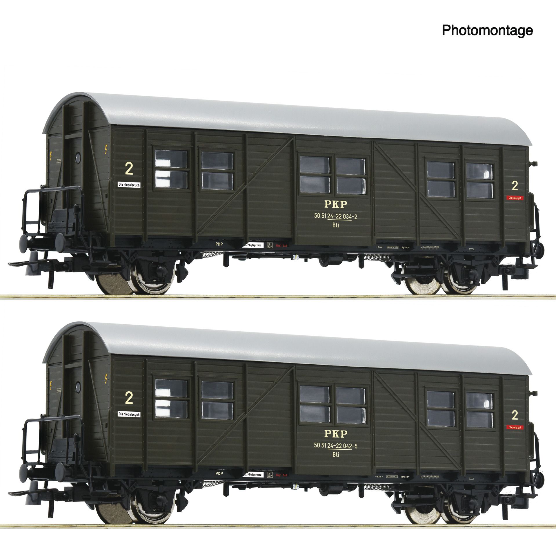 6200195 Roco - 2-tlg. Set: Behelfspersonenwagen - Spur H0