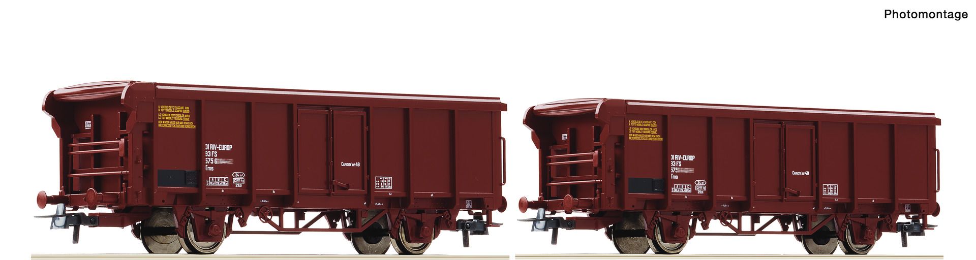 6600082 Roco - 2er Set Rolldachwag. FS - Spur H0