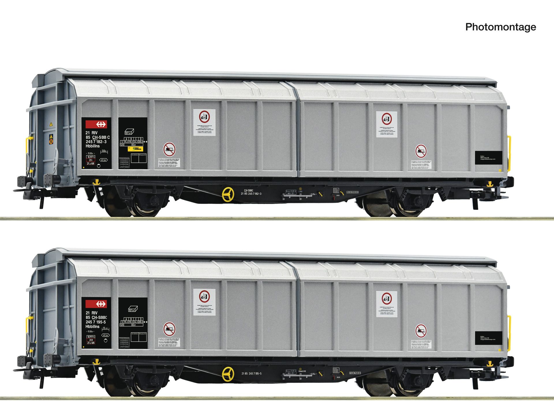 6600110 Roco - 2er Set Schiebewandwag. SBB - Spur H0