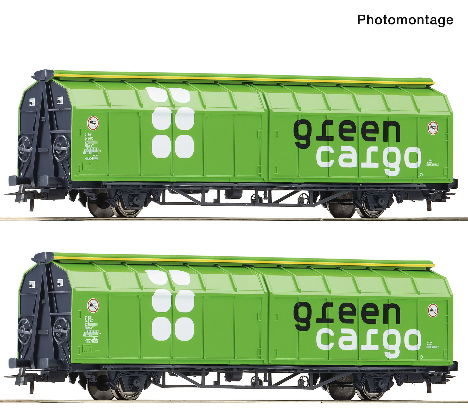 6600114 Roco - 2er Set Schiebewandwag. Green - Spur H0