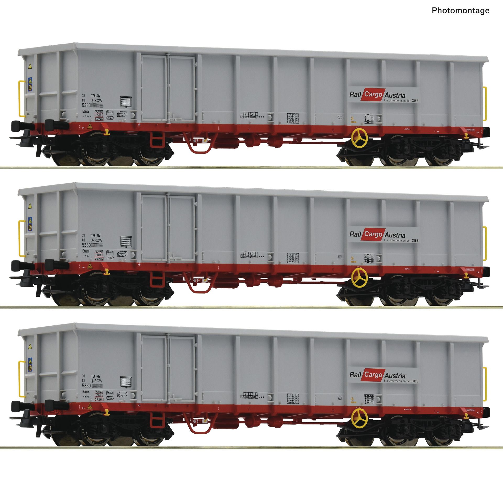 6600121 Roco - 3er Set off.Gueterwag. Eanos - Spur H0