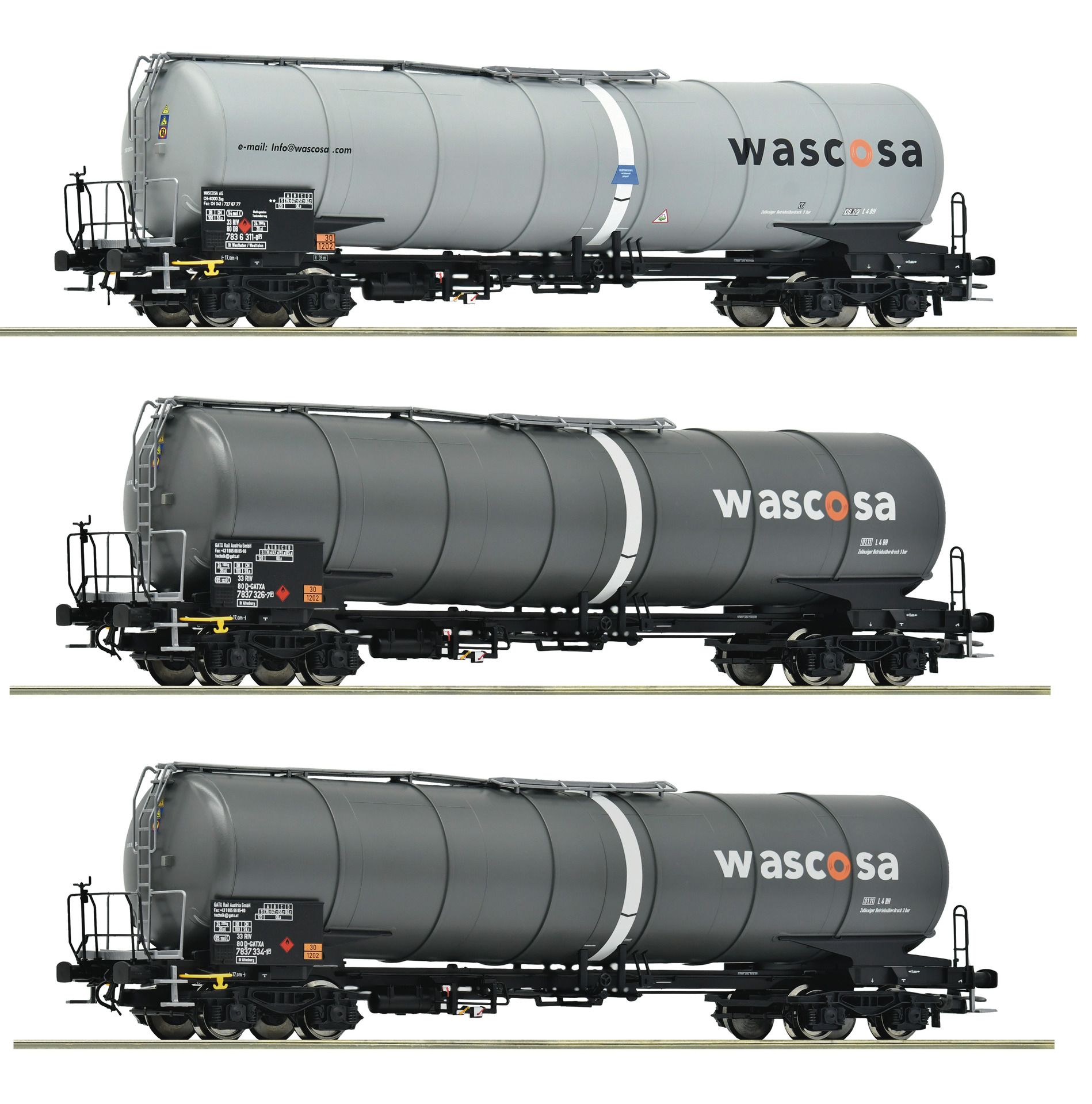 6600143 Roco - 3er Set Kesselwag. GATX/Wasco - Spur H0