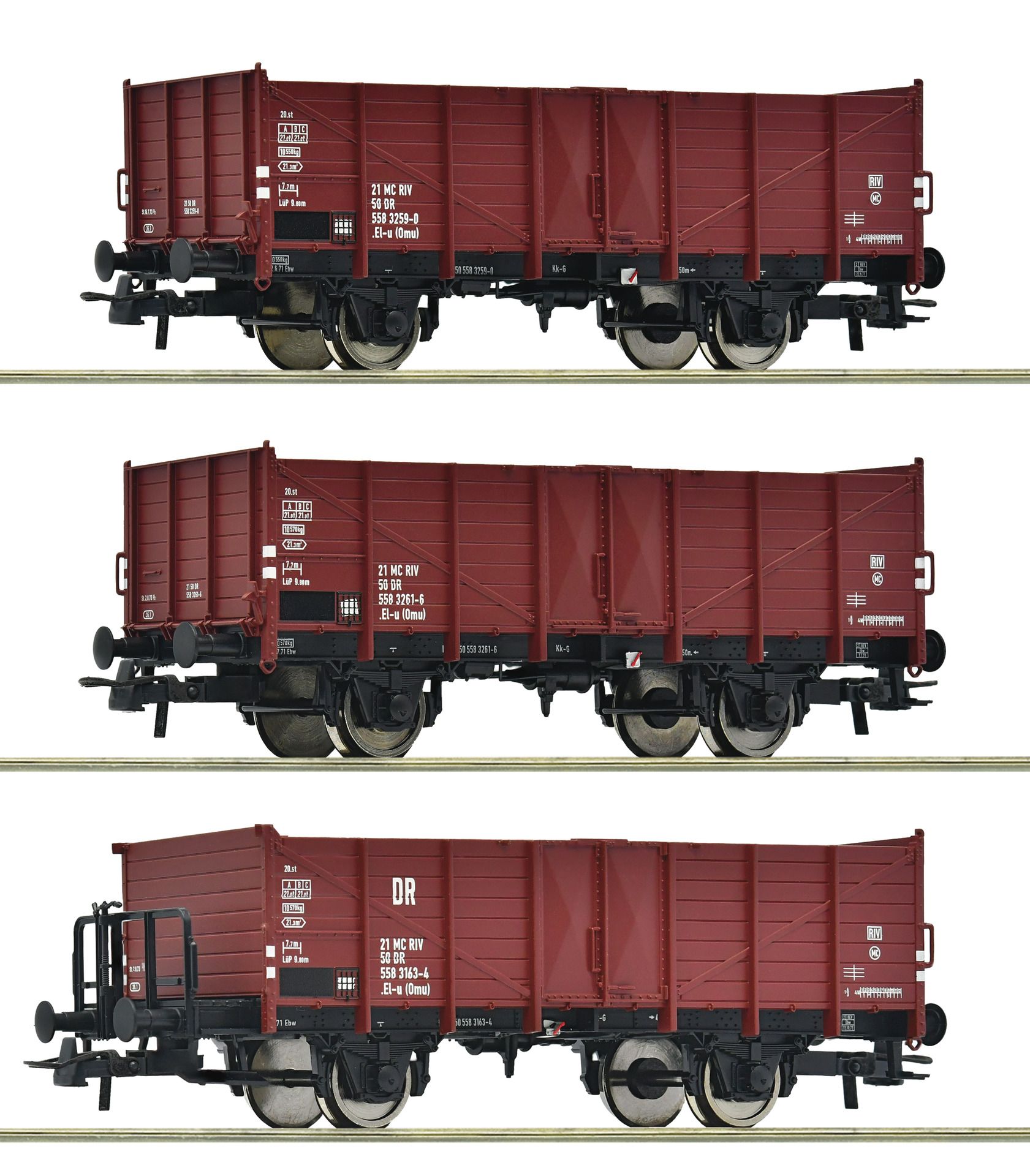 6600146 Roco - 3er Set off.Gueterwag. DR - Spur H0