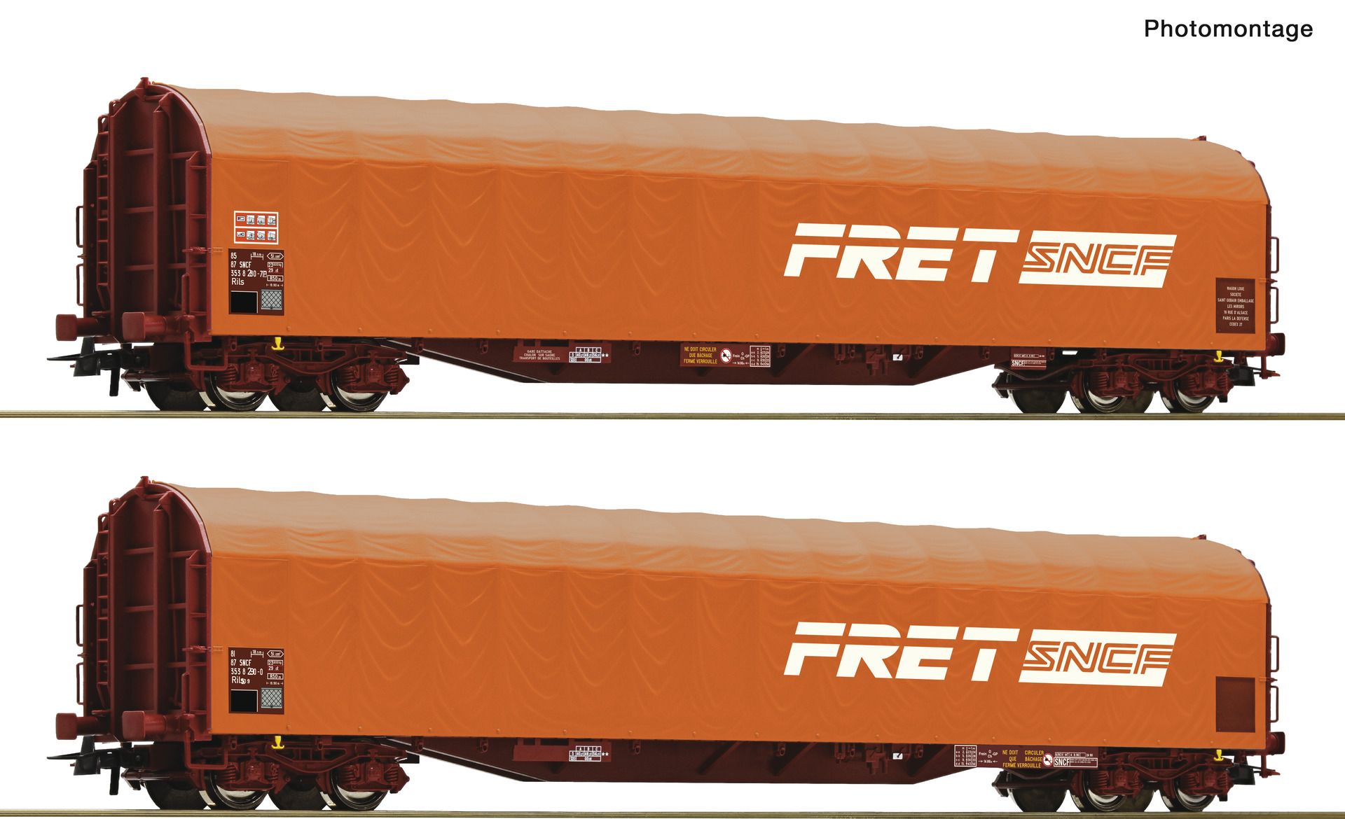 6600161 Roco - 2er Set Schiebeplanenwag. SNC - Spur H0