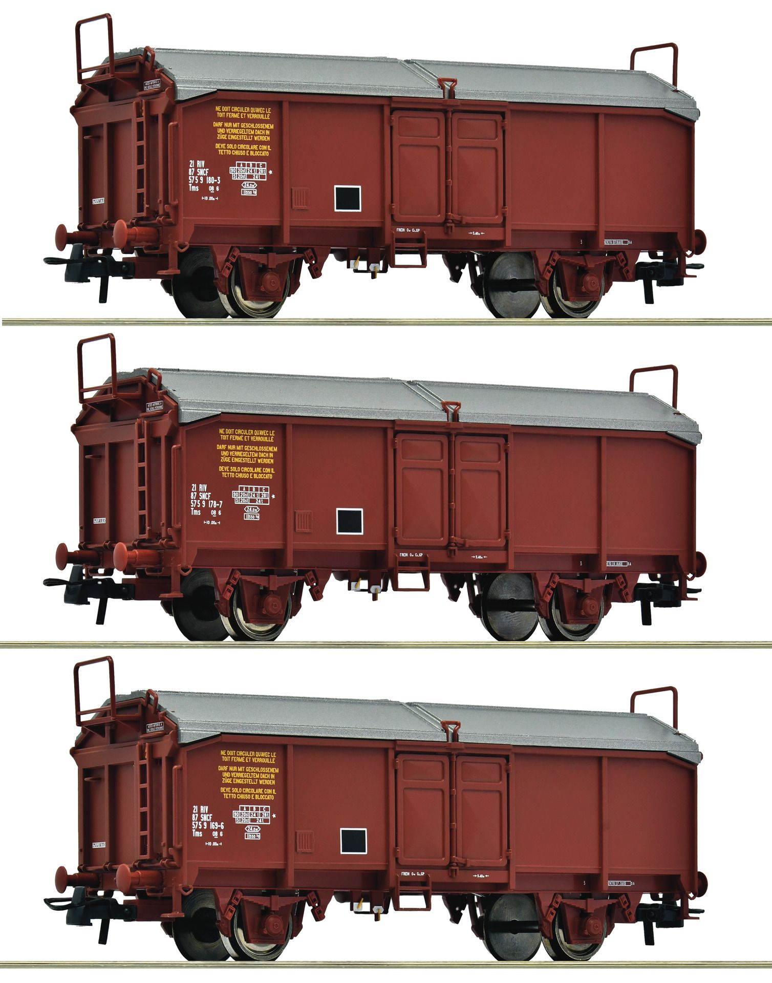 6600173 Roco - 3er Set Schiebedachwag. SNCF - Spur H0