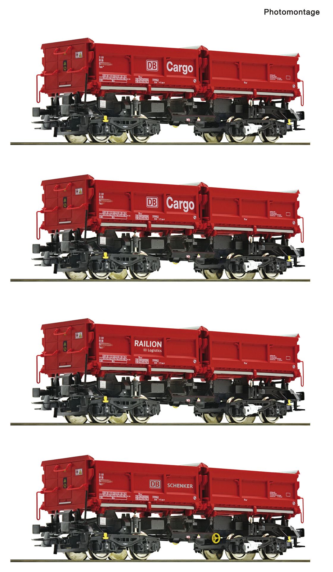 6600202 Roco - 4er Set Muldenkippwag. DB-AG - Spur H0