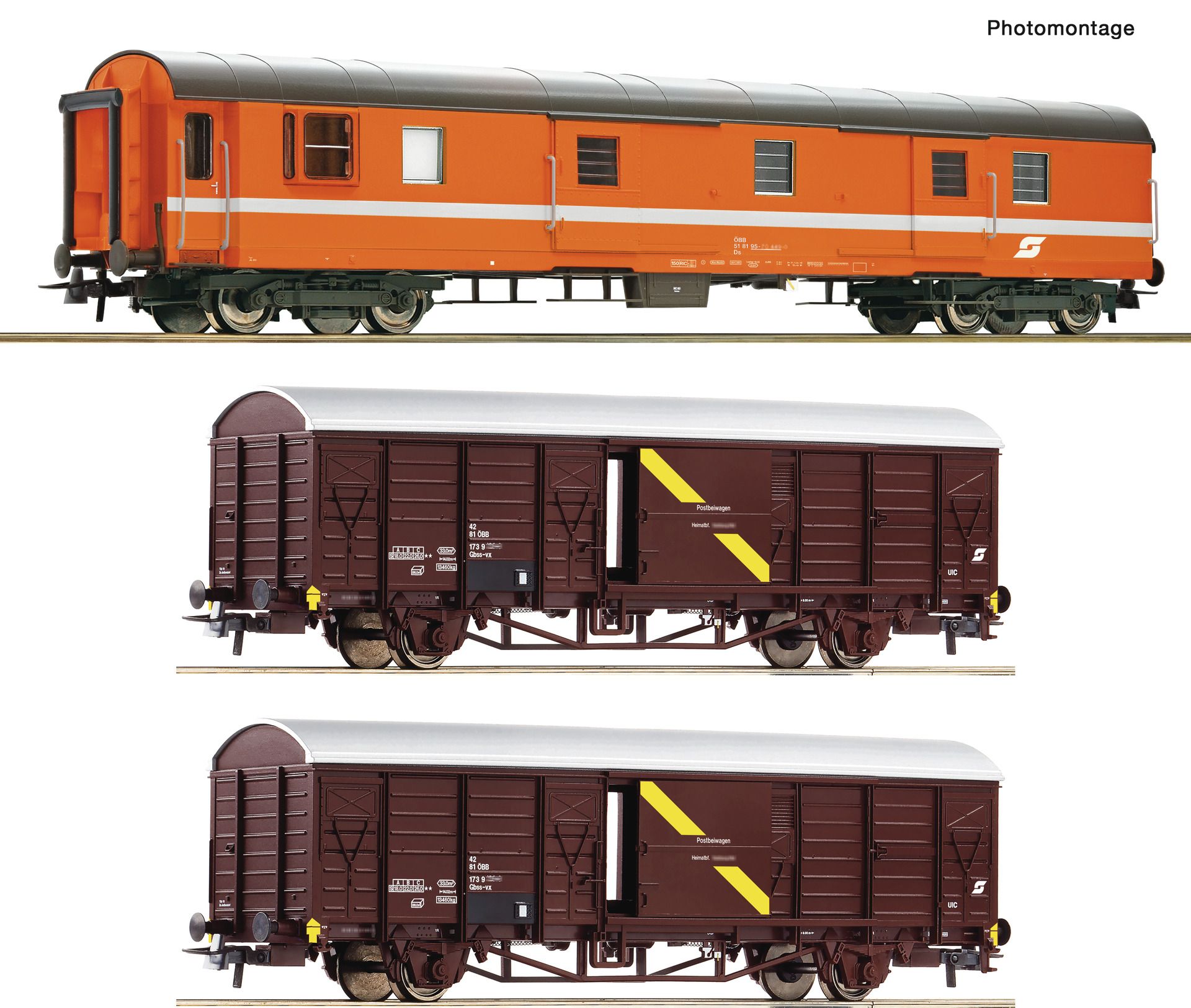 6600294 Roco - 3-tlg. Set: Postwagen Postschnellzug - Spur H0