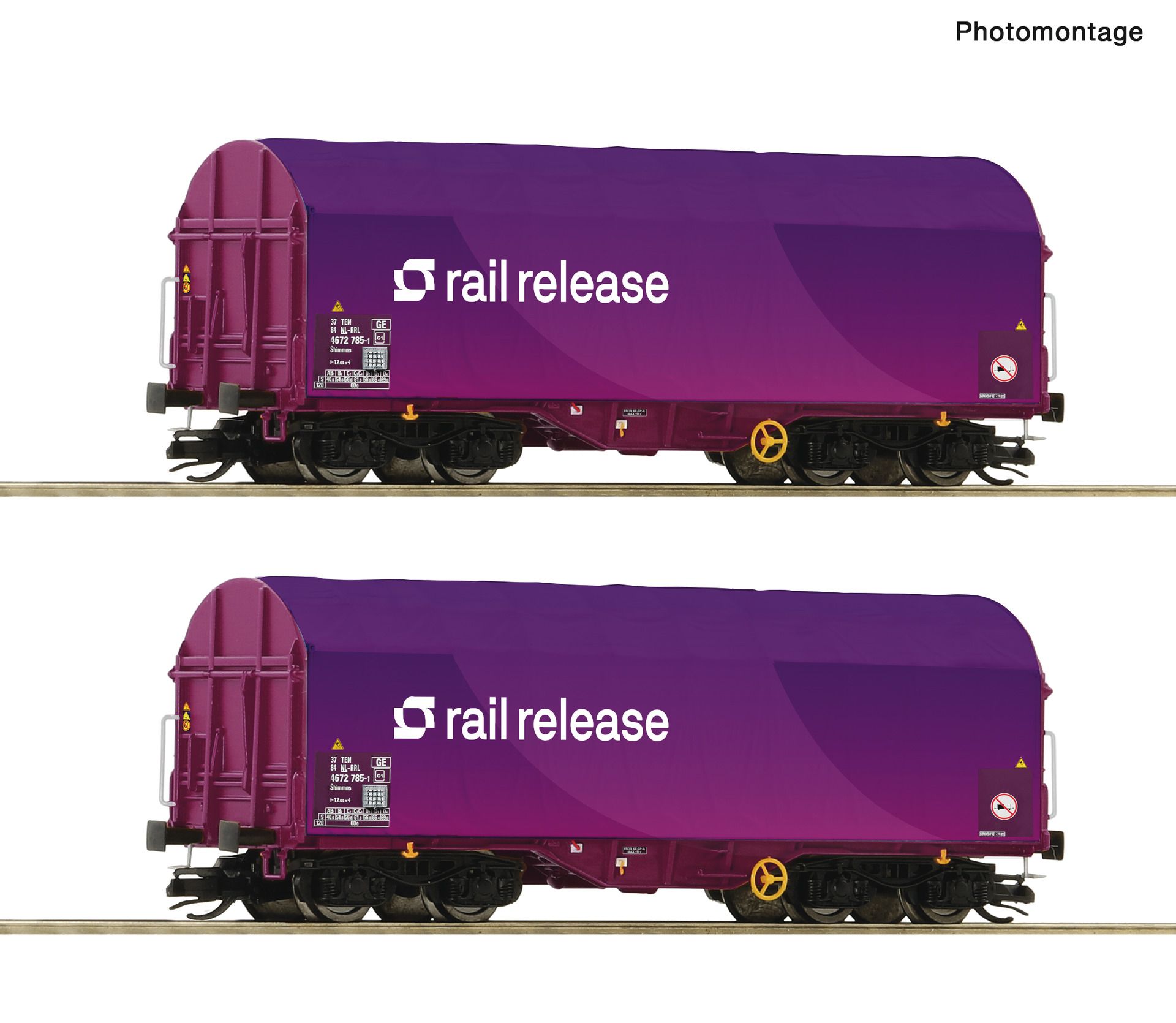 6680024 Roco - 2er Set Schiebeplanenwagen Rail Release - Spur TT