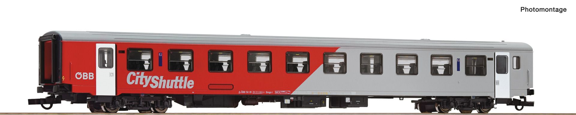 Ergänzungswagen zu Wagenset IC 515, Art.-Nr. 74047. Nahverkehrswagen 2. Klasse „City-Shuttle“, Gattung Bmpz-l, der Österreichischen Bundesbahnen