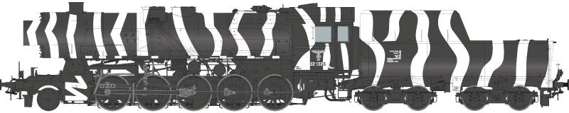 schwarzgraue Lackierung RAL 7021, Winter-Tarnanstrich, Degenkolb Windleitbleche, 2-Licht-Spitzensignal vorn/hinten, abgeblendete Scheinwerfer, Schlot 1-teilig, Kälteschutzverkleidung, Wannentender 2`2`T30 ohne Kabine