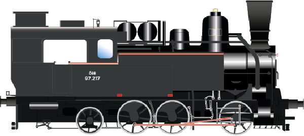 FINESCALE, Schwarzer Aufbau und Rahmen, schwarze Räder, Giesl Ejektor, mit Kohlekastenaufbau, Druckluftbremse, lange Wasserkästen, 2-Licht Spitzensignal, ÖBB-Lampen