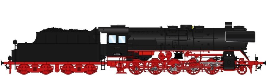 Epoche IV, Zustand: Mai 1985, Bw Karl-Marx-Stadt, RBD Dresden, 3-Licht-Spitzensignal vorn/hinten,Rundschlot, gegossene Sandkästen,Speichen-Vorlaufrad, Neubautender 2`2`T28,schwarze Kesselringe, Windleitblechen und Rauch,FS 3.440,- / PUR 3.590,-