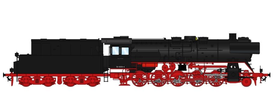Epoche IV, Zustand: Juli 1977, Bw Angermünde, RBD Greifswald, 3-Licht-Spitzensignal vorn/hinten,  Rundschlot, geschweißte Sandkästen, Scheiben-Vorlaufrad, Tender 2`2`T26 Öl, schwarze Kesselringe, DR-Lampen, FS 3.440,- / PUR 3.590,-