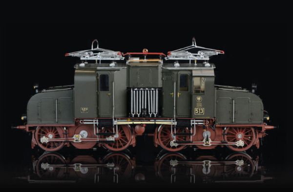 Mit ESU Sounddecoder, 3-Licht-Spitzensignal, BW Bitterfeld, ohne Elektrokasten, ohne Lüftungsschlitzen, AEG HSS Pantograph