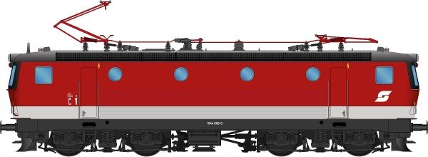 Zustand: Dez. 2003, Lokkasten: Verkehrsrot (RAL 3020), Bauchbinde: Achatgrau (RAL 7038), Dach: Umbragrau (RAL 7022), Rahmen/Fahrwerk: Umbragrau (RAL 7022), niedrige Dachlüfter, eckige Pufferplatten, ÖBB Pflatsch