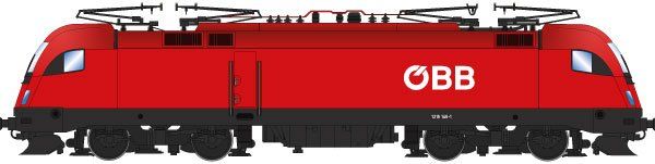 Lokkasten: Verkehrsrot (RAL 3020), Rahmen/Fahrwerk: Umbragrau (RAL 7022), ÖBB Wortmarke an den Seiten und der Front, Dachaufbau mit 4 Stromabnehmern, 3. Spitzenlicht über der Windschutzscheibe, Siemens-Bauform ES64U4