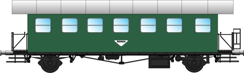 Messingmodell,7 Fenster,Halbfenster,Nichtraucher,LüP ca.43,1cm,ca.1,5 kg,Mindestradius 1020mm,