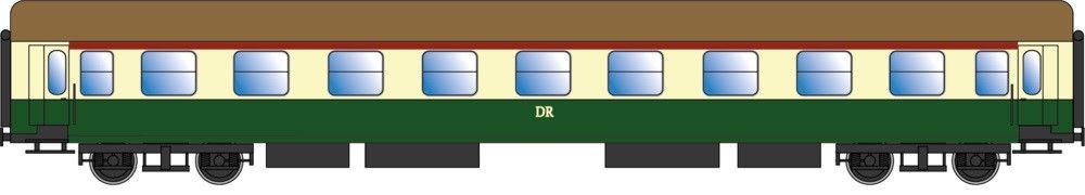 Ausführung Y, Wagenkasten RAL 6020 / RAL 1014, Dach RAL 8000, Unterbau RAL 9011