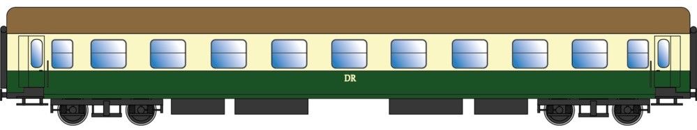 FINESCALE, Ausführung Y, Wagenkasten RAL 6020 / RAL 1014, Dach RAL 8000, Unterbau RAL 9011
