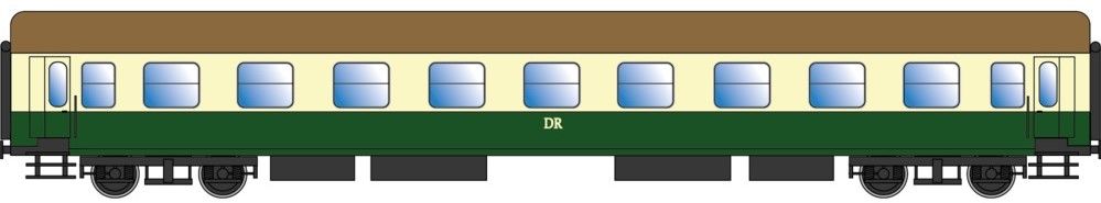 Ausführung Y/B 70, Wagenkasten RAL 6020 / RAL 1014, Dach RAL 8000, Unterbau RAL 9011