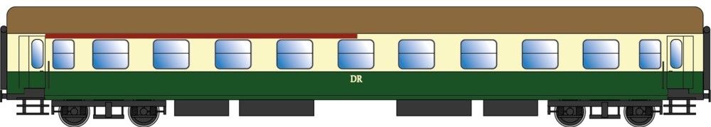Ausführung Y/B 70, Wagenkasten RAL 6020 / RAL 1014, Dach RAL 8000, Unterbau RAL 9011