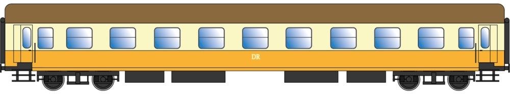 Ausführung Y/B 70, Wagenkasten RAL 2000 / RAL 1014, Dach RAL 8000, Unterbau RAL 9011