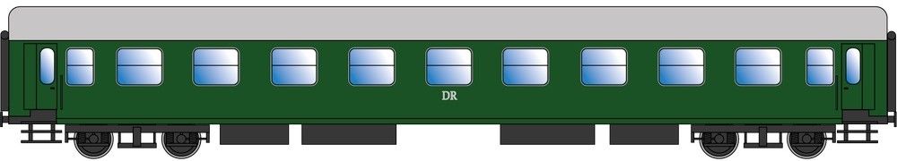 Ausführung Y/B 70, Wagenkasten RAL 6002, Räder RAL 3001, Dach RAL 7001, Unterbau RAL 9011