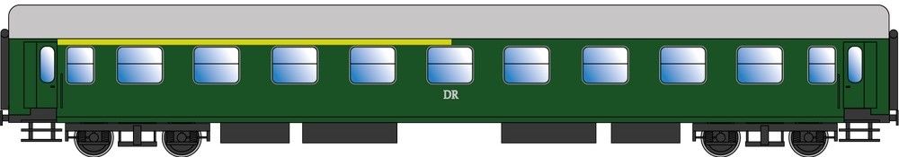 Ausführung Y/B 70, Wagenkasten RAL 6002, Räder RAL 3001, Dach RAL 7001, Unterbau RAL 9011