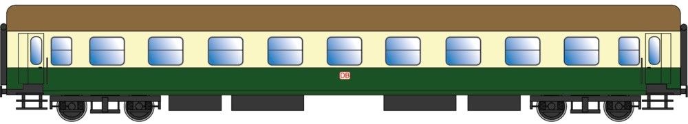 Ausführung Y/B 70, mit “DB-Keks”, Wagenkasten RAL 6020 / RAL 1014, Dach RAL 8000, Unterbau RAL 9011